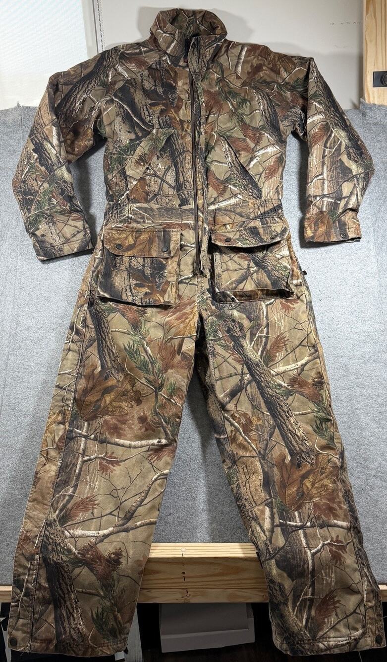 Game Winner Coveralls Mens M Realtree Camo Insulated Hunting Snap Front Zip